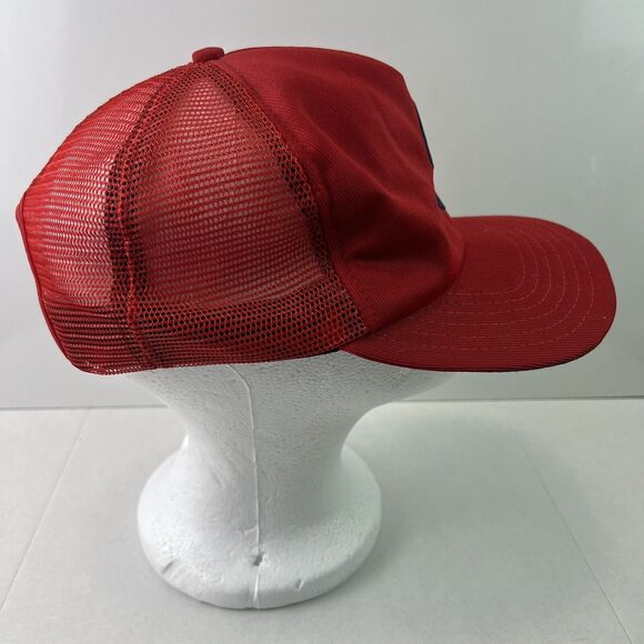 Vintage New Era DuPont Visor C Logo Red SnapBack Baseball Cap Hat Medium Large - Picture 2 of 6